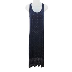 Old Navy Sleeveless Long Navy Blue With Geometric Print Maxi Summer Boho Dress M